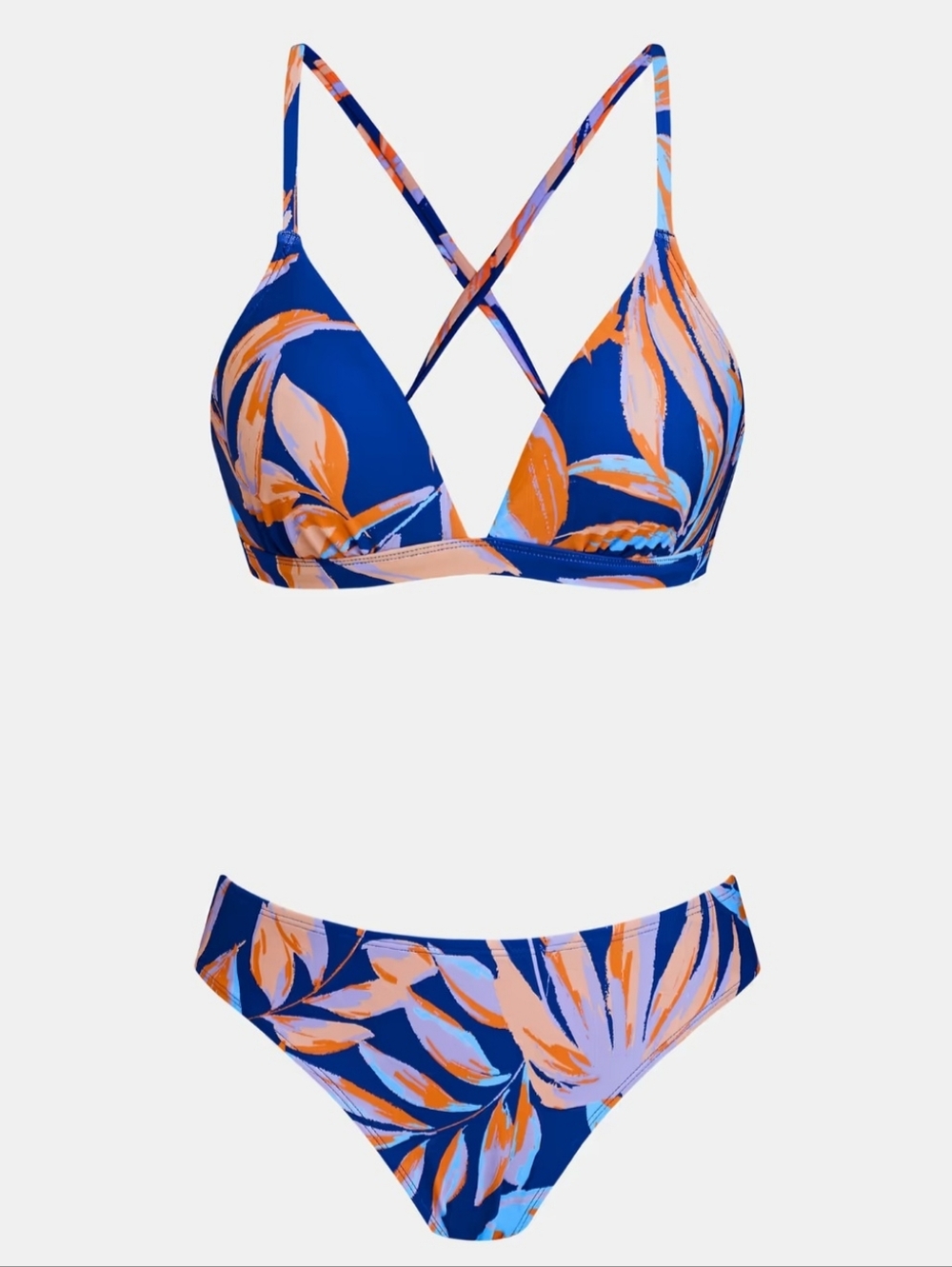 Triangle BIKINI blue tropical S EUC like new string adjustable hipster ties